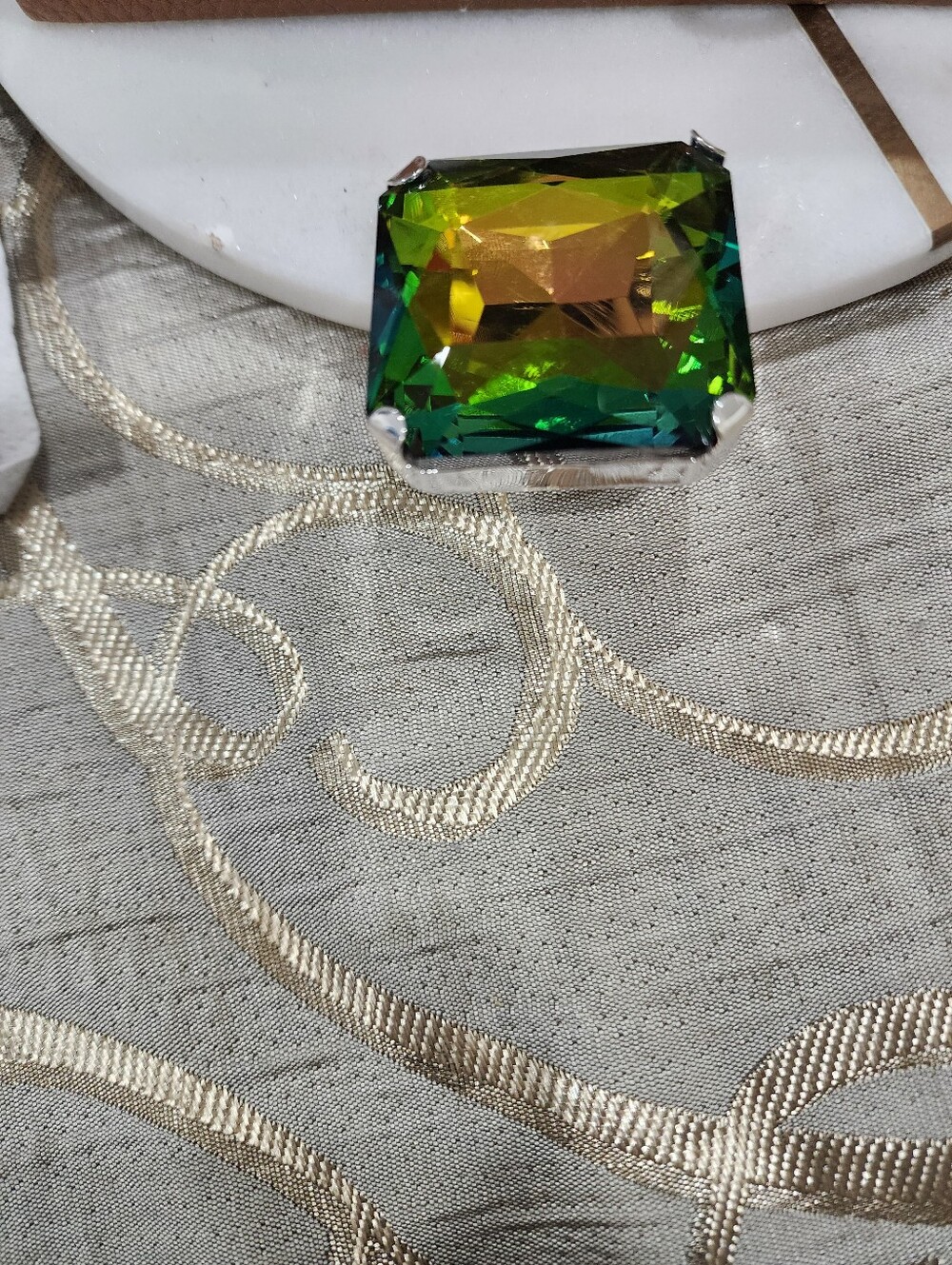 Green Multicolor Crystal Statement Ring - Women Jewelry